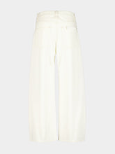 Frame Natural White Bow Crop Wide-Leg Jeans