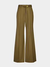 Zimmermann Olive Green Crush Tailored Wide Flare Pants