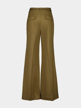 Zimmermann Olive Green Crush Tailored Wide Flare Pants