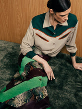 Paula Narcisa Timberwolf Embroidered Cowboy Shirt with Suede Piping
