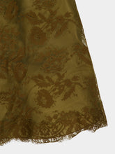 Zimmermann Olive Clash Floral Lace Draped Maxi Skirt
