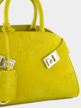 Ferragamo Lemon Mini Hug Suede Corduroy Handbag