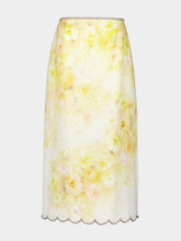 Zimmermann Yellow Floral Crush Scalloped Midi Skirt