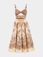 Zimmermann Crush Twist Front Peach Lace Print Midi Dress