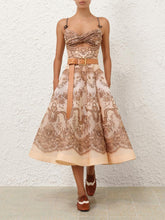 Zimmermann Crush Twist Front Peach Lace Print Midi Dress