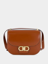 Ferragamo Dark Cognac Double Gancini North-South Crossbody Bag