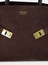 Ferragamo Dark Brown Medium Suede Hug Handbag