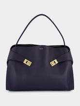 Ferragamo Hug Soft Large Navy Blue Shoulder Bag