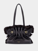 Ferragamo Black Soft-Bag with Mink Trim