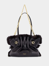 Ferragamo Black Soft-Bag with Mink Trim
