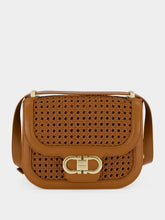Ferragamo Brown Woven Gancini Crossbody Mini Bag