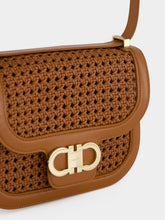 Ferragamo Brown Woven Gancini Crossbody Mini Bag