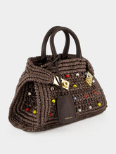 Ferragamo Brown Small Hug Raffia Handbag