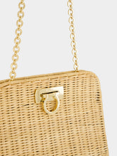 Ferragamo Natural Diana Wicker Clutch Bag