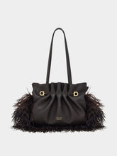 Ferragamo Black Nappa Leather Feather Small Soft Bag