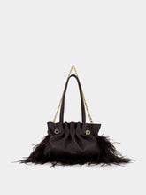 Ferragamo Black Nappa Leather Feather Small Soft Bag
