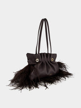 Ferragamo Black Nappa Leather Feather Small Soft Bag