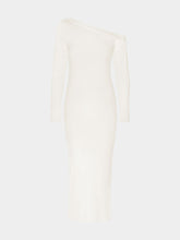 Paula Long Asymmetric Off-White Cashmere Dress