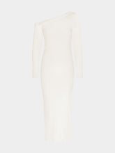 Paula Long Asymmetric Off-White Cashmere Dress