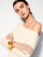 Paula Long Asymmetric Off-White Cashmere Dress