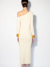 Paula Long Asymmetric Off-White Cashmere Dress