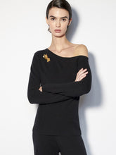 Paula Asymmetric Black Cashmere Sweater