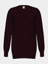 Paula Long V-Neck Burgundy Cashmere Sweater