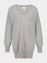 Paula Long V-Neck Light Grey Cashmere Sweater