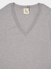 Paula Long V-Neck Light Grey Cashmere Sweater