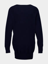 Paula Long V-Neck Navy Cashmere Sweater