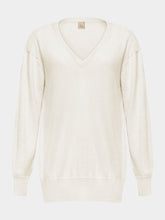 Paula Long V-Neck Off-White Cashmere Sweater