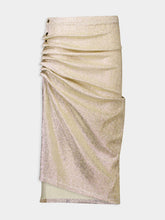 Rabanne Gold Drapé Pression Slit Skirt