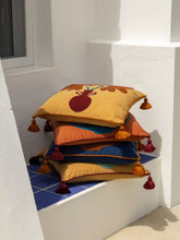 House of Capricorn Teles Brick Cotton Linen and Chenille Embroidered Cushion
