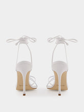 Manolo Blahnik White Ankle-Tie Nappa Leather Sandals