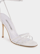 Manolo Blahnik White Ankle-Tie Nappa Leather Sandals