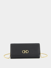 Ferragamo Black Gancini Wallet with Chain