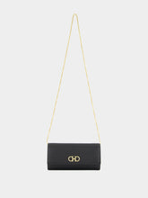 Ferragamo Black Gancini Wallet with Chain