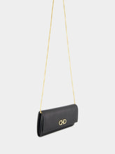 Ferragamo Black Gancini Wallet with Chain