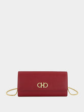 Ferragamo Red Gancini Wallet with Chain