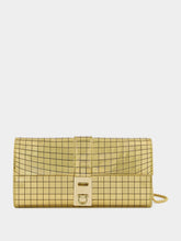 Ferragamo Gold Laminated Hug Wallet with Chain