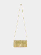 Ferragamo Gold Laminated Hug Wallet with Chain