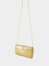 Ferragamo Gold Laminated Hug Wallet with Chain