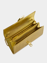 Ferragamo Gold Laminated Hug Wallet with Chain