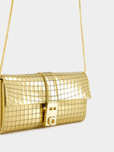 Ferragamo Gold Laminated Hug Wallet with Chain