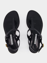 Manolo Blahnik Black Calf Leather Sandals