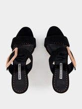 Manolo Blahnik Gable Suede Buckle Open-Toe 70mm Mules