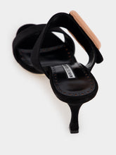 Manolo Blahnik Gable Suede Buckle Open-Toe 70mm Mules