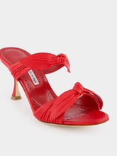Manolo Blahnik Lollo Red Nappa Leather Bow Detail 70mm Mules