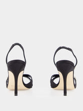 Manolo Blahnik Ramisli Black Satin Slingback Sandals