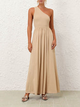 Zimmermann Gold Crush Metallic Asymmetric Maxi Dress